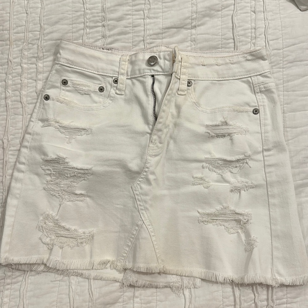 White jean skirt